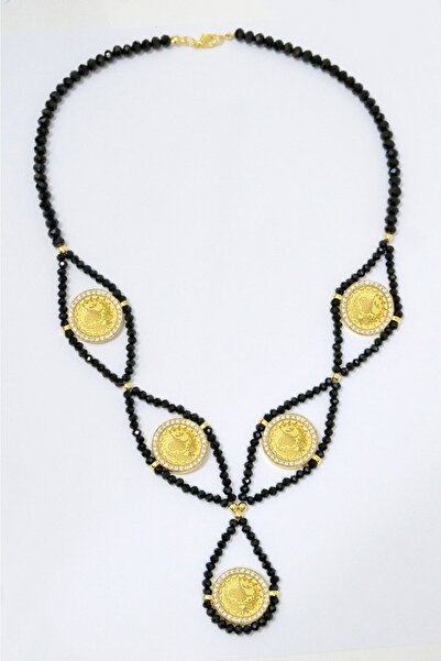 aytekgold Beşi Bir Yerde Safir Taşlı Reşat Tuğralı Kolye