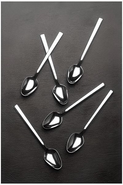 Gülçelik 36 Pieces 12 Dessert Spoon 12 Dessert Fork 12 Tea Spoon Bar Flat Model (Stainless Steel)
