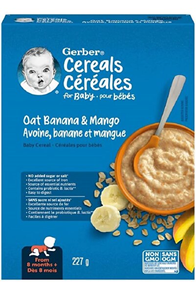 GERBER Cereals- Oat Mango&Banana- Mango&MuzYulaflı Kaşık Maması- 227 Gr- 8. aydan itibaren- 3.aşama