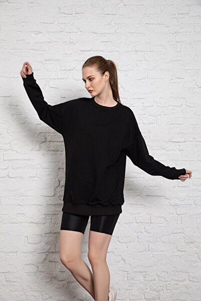 MyBen Unisex μακρυμάνικο μαύρο oversize φούτερ Irf051 Irf051