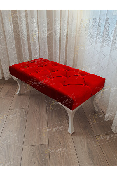 aldagelsin Kapitoneli Ayak Ucu Kapı Önü Antre Bench Puf Beyaz Ayak (90*45)