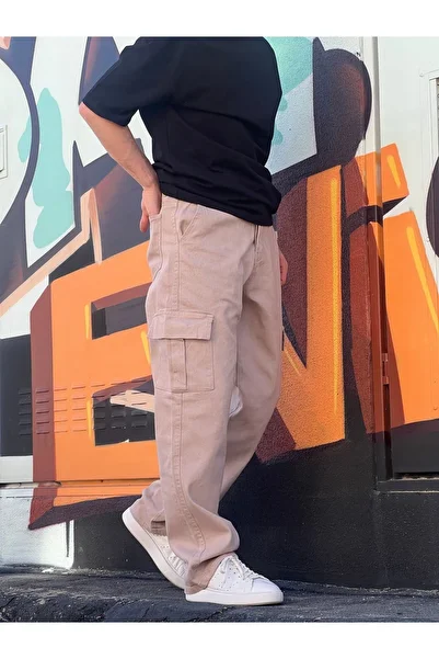 ElitWear Men's Gabardine Baggy Pants with Cargo Pockets