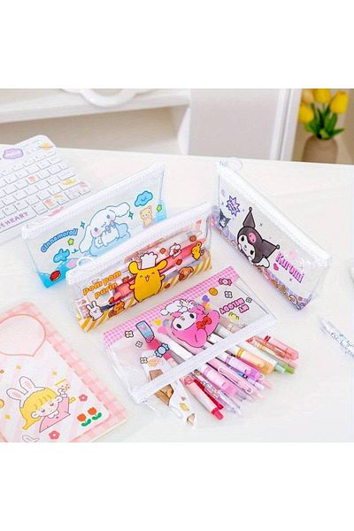 SYNOPE Transparent School Prep Supplies - Cute Pencil Case and Stationery Pen Holder