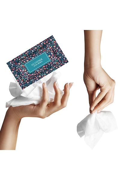 Balkan Disposable Floral Wet Wipes 6X12Cm 25 Pieces V Roll Towel Wipes 25 Pieces (Total 50 Pieces)