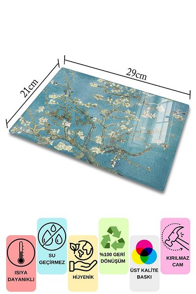 Postifull Cutting Board, New Generation Chopping Board Glass, Art Series, Thick and Tempered Unbreakable Glass, 21*30cm