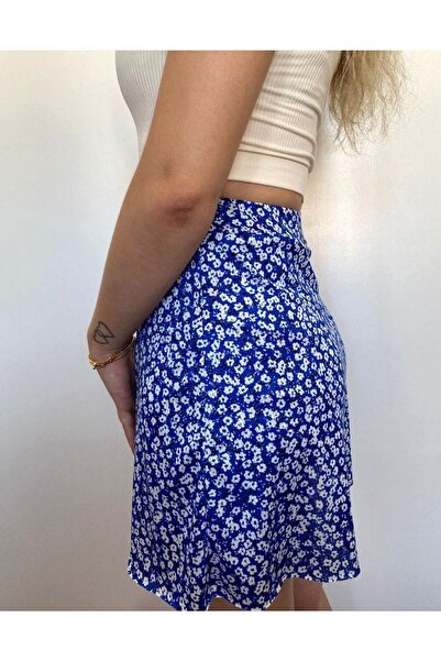 SUHIS MAVİ ÇİÇEK DESENLİ YAZLIK ŞORT ETEK