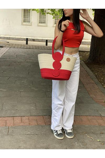 ModaCardin Beach and Shoulder Bag - Jute Straw Look Handbag