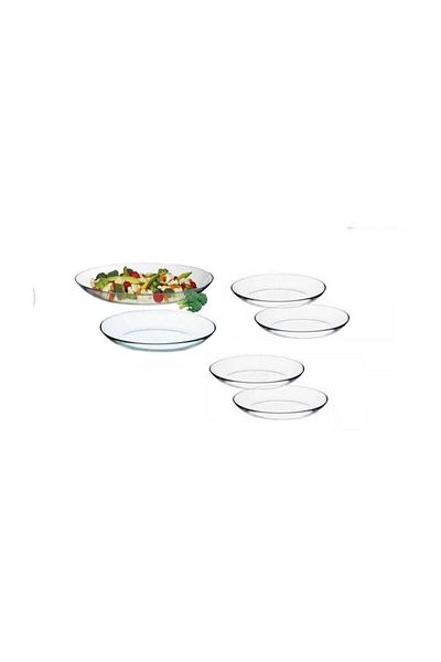 Paşabahçe Invitation Oval Serving Boat Plate Set Set of 6