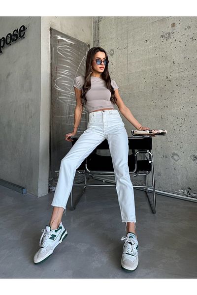 dressmix Penolope Γυναικείο ΛΕΥΚΟ ΨΗΛΟΜΕΣΟ MOM FIT ΤΖΙΝ