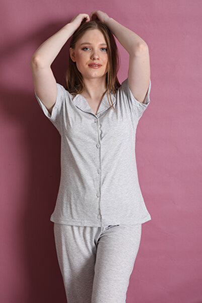 FAMES PİJAMA Buttoned Comfortable Summer Pajama Set