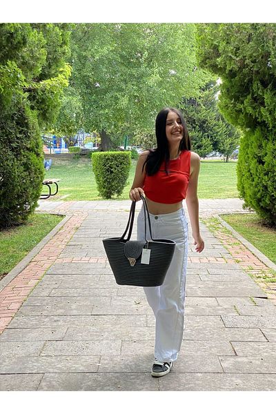 ModaCardin Τσάντα παραλίας και ώμου - Τσάντα χειρός Jute Straw Look