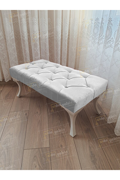 aldagelsin Kapitoneli Ayak Ucu Kapı Önü Antre Bench Puf Beyaz Ayak (120*45)