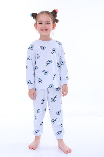 ZUZUNGA Set de pijamale pentru fete cu model floral albastru
