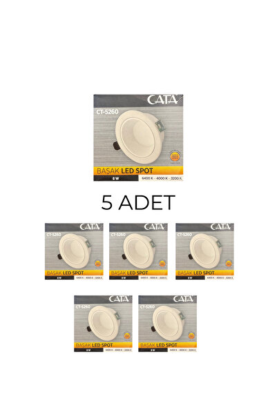 Cata CT-5260 Başak Led Spot 8W 3 Renk- 5’li Paket