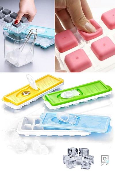 CARNIVAL LAND Colorful Silicone Ice Mold - Bpa Free, Non-Stick and Easy Water Refillable, 12 Compartment 1 Piece with Lid