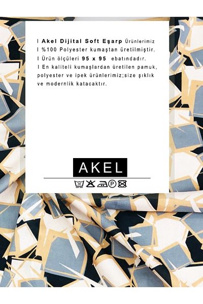 Akel Ψηφιακό μαλακό κασκόλ 95x95 με τετράγωνο σχέδιο