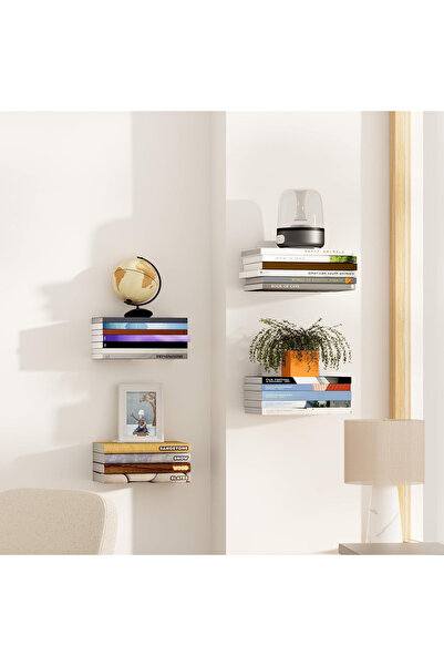 HERO DİZAYN Metal Kitaplık, Gizli Kitaplık, Sihirbaz Raf, Duvar Rafı (2 adet)