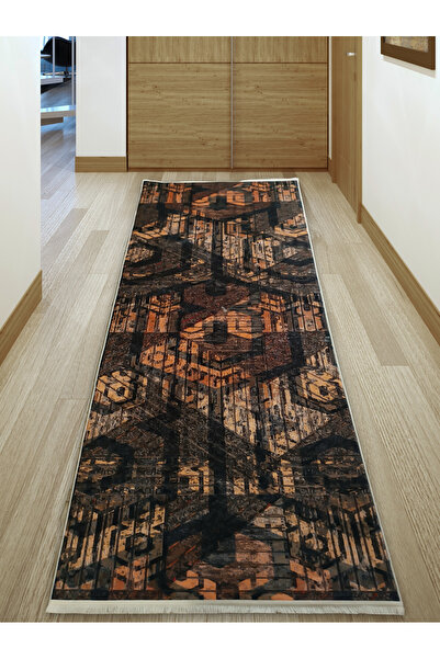 PANDA HALI Dijital Baskı Kaymaz Taban Yıkanabilir SAÇAKLI Koridor Mutfak Ve O...