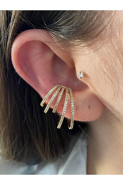 Pinery Jewels Zircon Stone Detailed 5 Row Cartilage Women's Earcuff