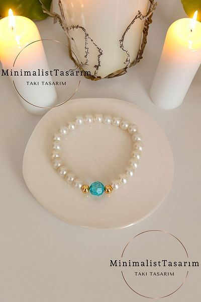MinimalistTasarım Pearl Bracelet, Bridesmaid Bracelet, Pearl Bracelet, Stone Bracelet, Clover Bracelet