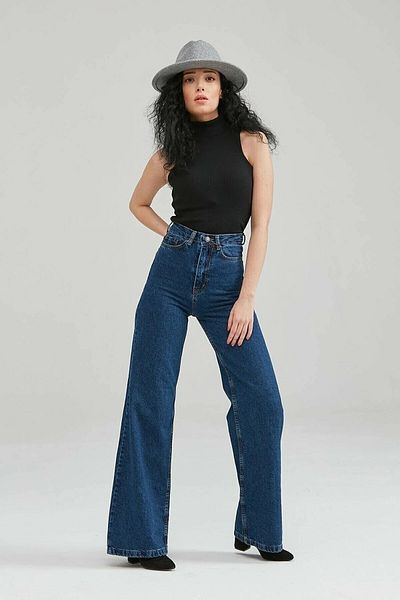byhaziran butik Diana Women's High Waist Wide Leg Loose Wide Leg Jeans