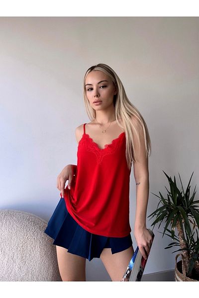 BuMi Fashion Lace Detailed Women's Rope Strap Blouse