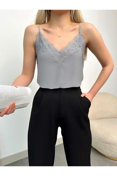 BuMi Fashion Lace Detailed Women's Rope Strap Blouse