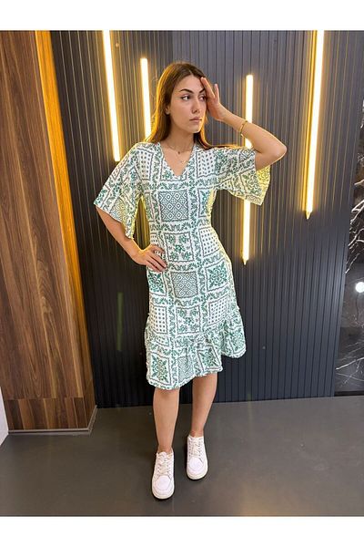 HANIMCA GİYİM Women's Summer Ruffle Dress - 100% Viscose