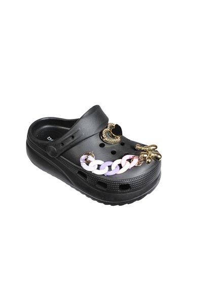Akınal Bella Girl - Powder Black Stone Detailed Indoor Slippers