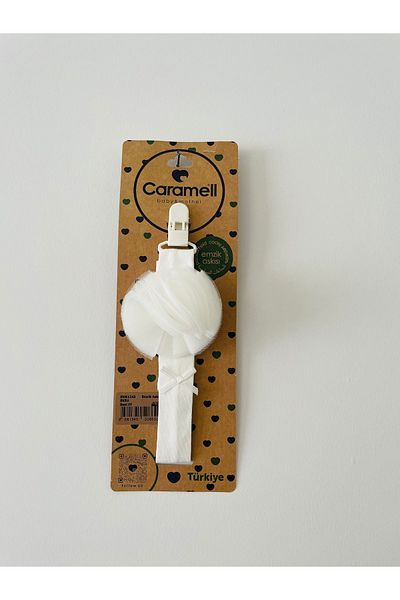 Caramell Ecru Colored Pacifier Strap for Newborn Babies - 0-18 Months Compatible