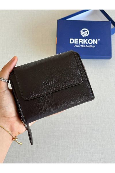 DERKON nova Women's Wallet - Genuine Leather, Brown