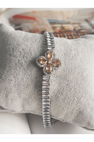 Siya Silver Waterway Clover Model Women's Bracelet - Silver Color, 17+2 CM