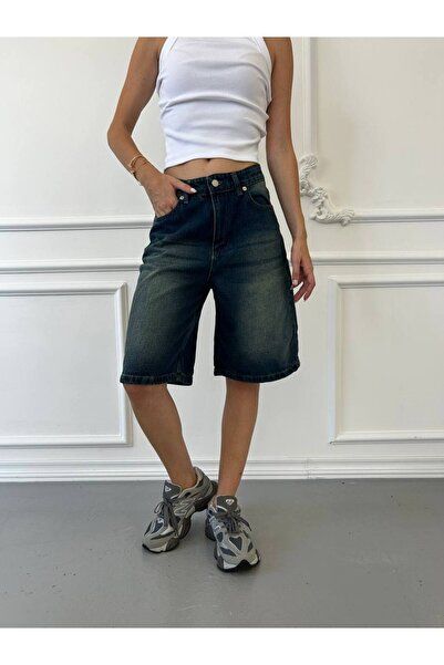 DENİKK Trend Baggy Denim Kapri Roller Bermuda Şort