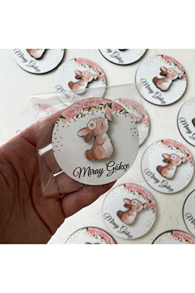 fabriflow exclusive 25adet TAvşan Figürlü Kabartmalı Poşetli Magnet