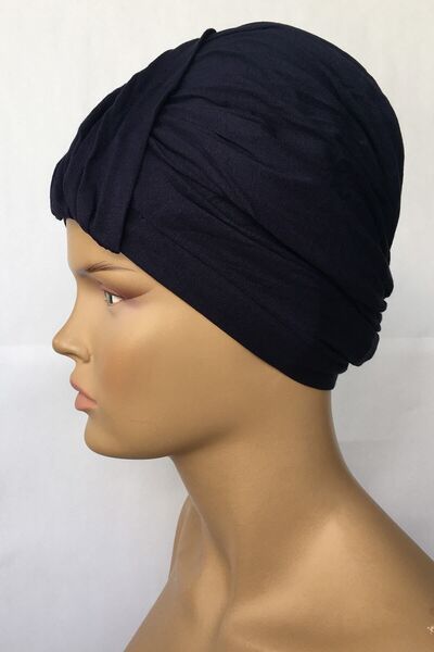 Vera Έτοιμο καπό τουρμπάνι τυλιγμένο χτενισμένο βαμβακερό μπλε ναυτικό χτενισμένο βαμβακερό κορδόνι γυναικείο μουσουλμανικό εξωτερικό καπό