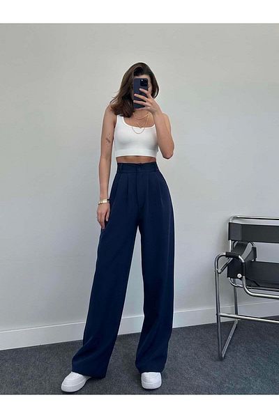 Bak'ap High Waist Plaszo Pants - Pleated Fabric