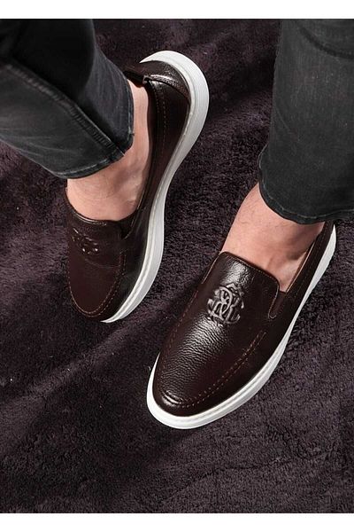 Spring Walking Men's Casual Genuine Leather Stamped Loafer Shoes - Light and Summer