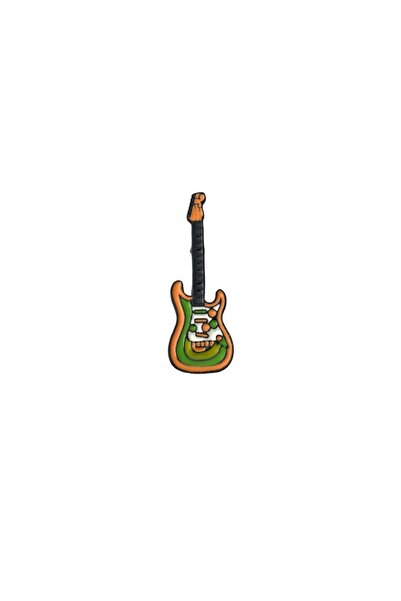 Herşey Nota Elektro Gitar Müzik Yeşil Turuncu Hediyelik Rozet