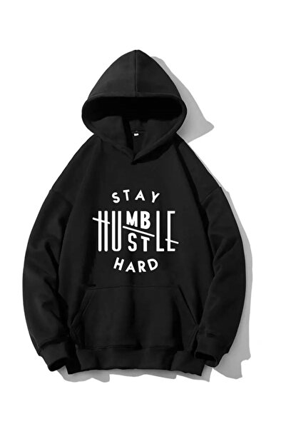 NoVibe سويت شيرت أسود كبير الحجم من القطن بغطاء للرأس للجنسين - هوديي مطبوع ع...