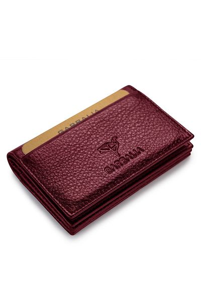 Garbalia Genuine Leather Minimal Claret Red Money Portfolio - Handmade