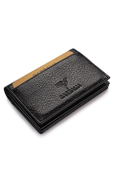 Garbalia Минимален портфейл с пари за държател на черна карта от естествена кожа