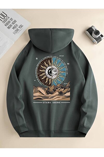 NoVibe Φούτερ με κουκούλα Unisex Stars Shine Oversize - Χειμερινό φούτερ με κ...