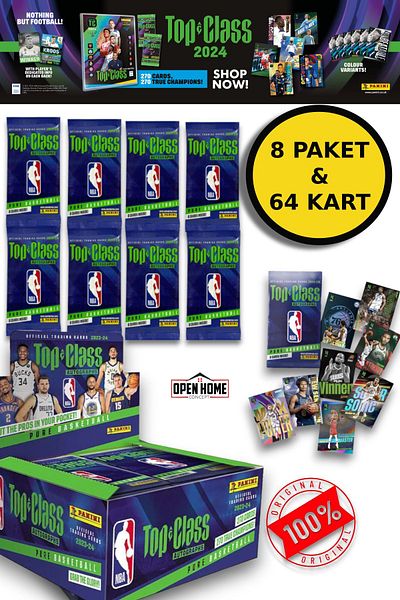 TOYFEST Panini NBA Top Class 2024 - 8 Pack Collectible Basketball Player Cards (64 Pieces)