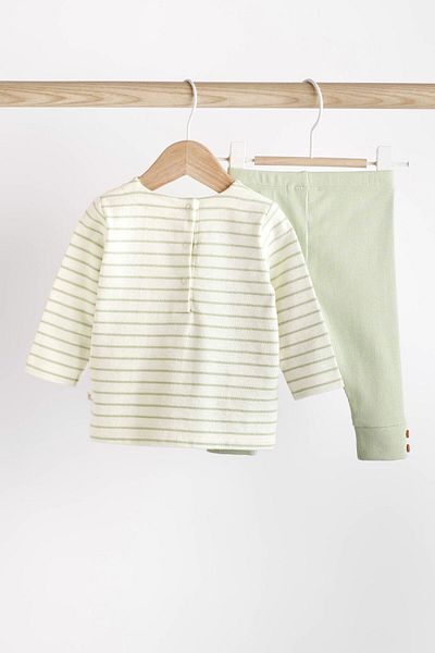 Next Baby Green Rabbit Patterned Cotton Long Sleeve Suit Set