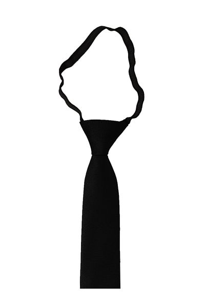 BLC Basic Line Co. Black Color Elastic Ready Tied 6 Cm Wide Dobby Tie