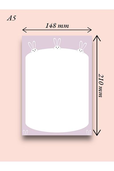 Mirya Notes Lilac Rabbit Patterned A5 Notepad - Notepad