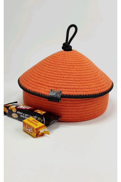 home decors by özlem Wicker Basket with Lid Gift Decoration Storage Box Organizer-20x7cm