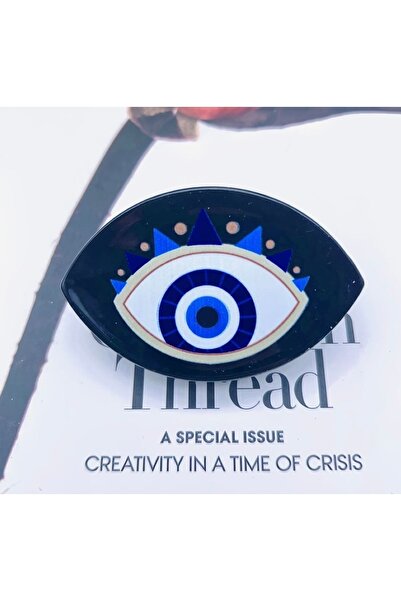 Be Best Γυναικεία Μαύρο-Μπλε Πόρπη με χάντρες Evil Eye EB774