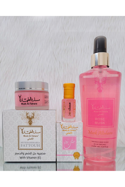 MUSK AL TAHARA 3 lü Vücut Parfüm Seti: 6ml Rose Misk, 250ml Rose Misk Vücut S...