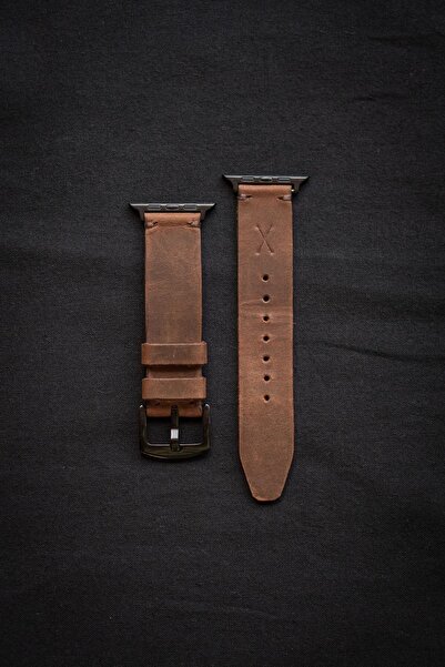 minimal X design Minimal X Apple Watch Kordonu 42/44/45 Mm - Taba Crazy Gerçek Deri & El Yapımı